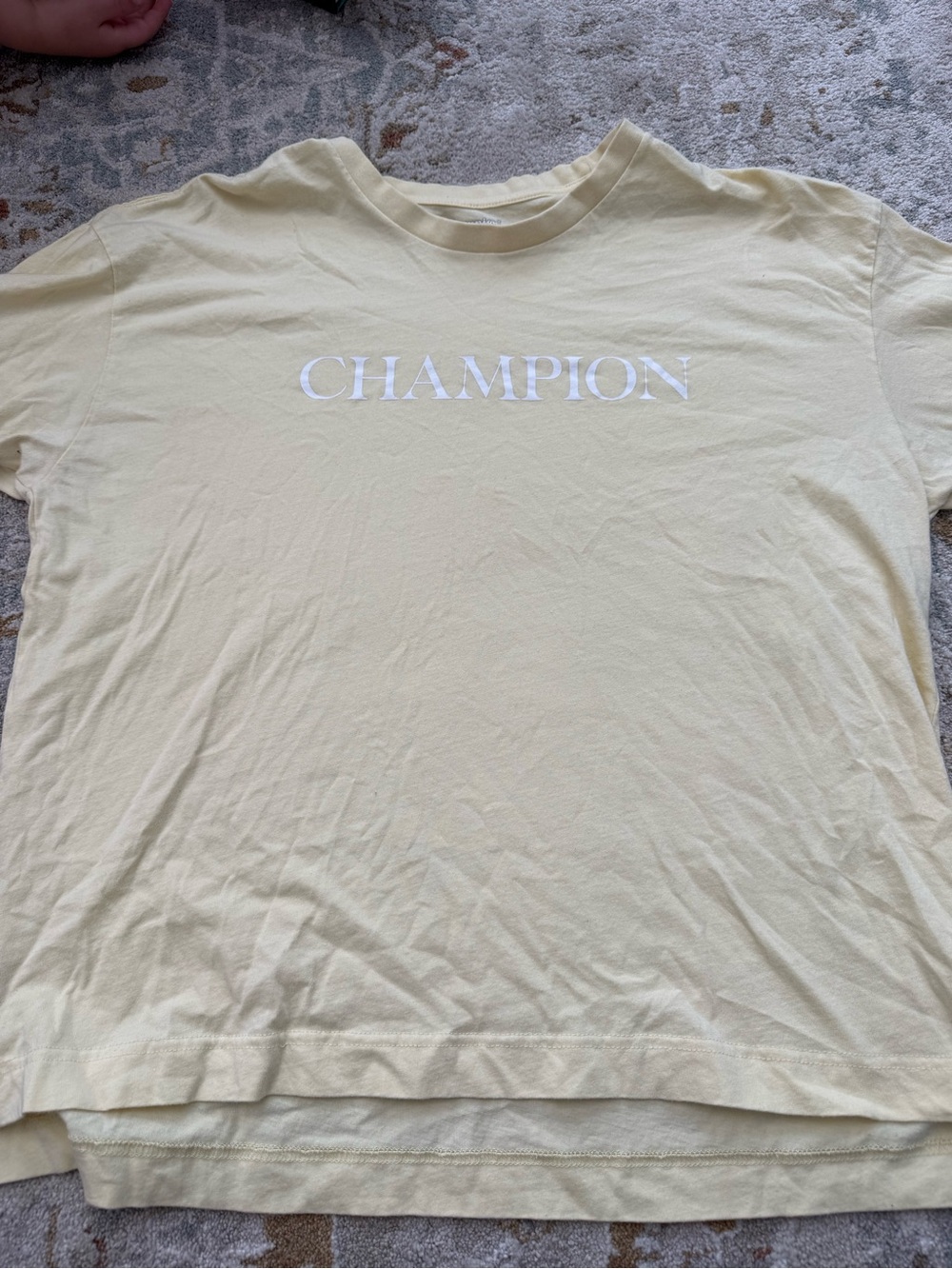 Champion Light Yellow Crewneck Tee with White Logo